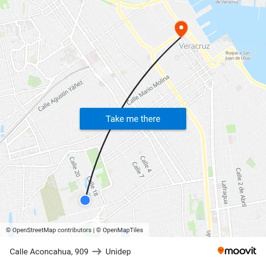Calle Aconcahua, 909 to Unidep map