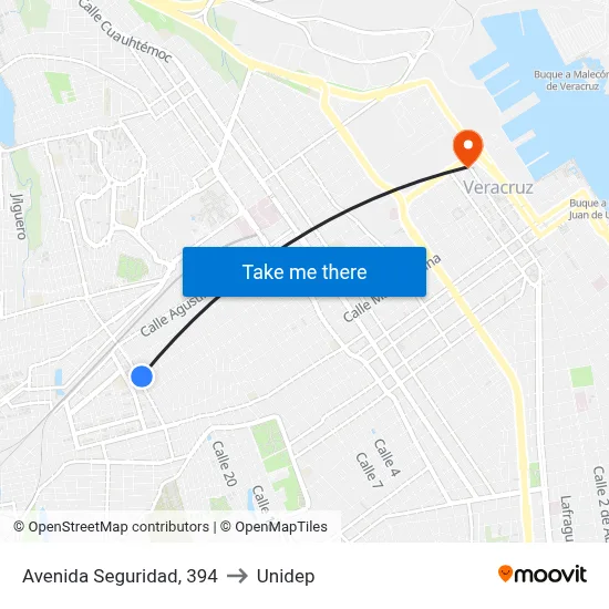 Avenida Seguridad, 394 to Unidep map
