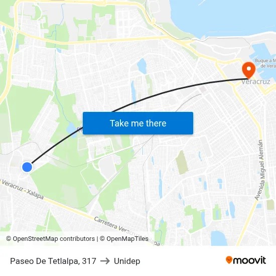 Paseo De Tetlalpa, 317 to Unidep map