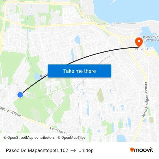 Paseo De Mapachtepetl, 102 to Unidep map