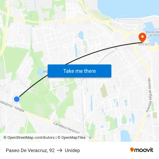 Paseo De Veracruz, 92 to Unidep map