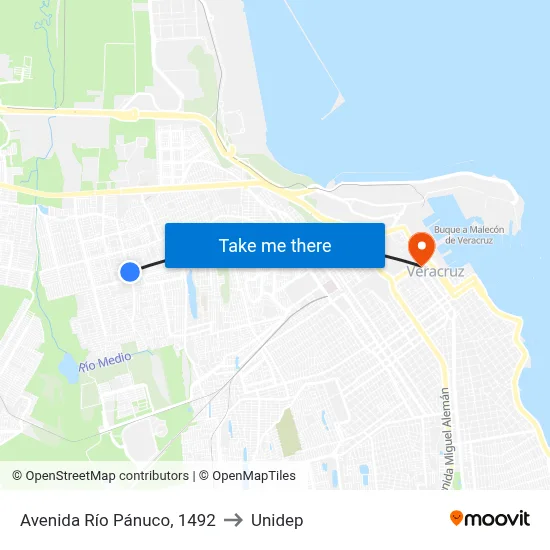 Avenida Río Pánuco, 1492 to Unidep map
