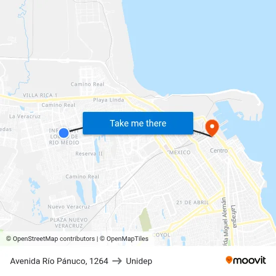 Avenida Río Pánuco, 1264 to Unidep map