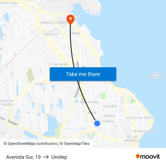 Avenida Sur, 19 to Unidep map