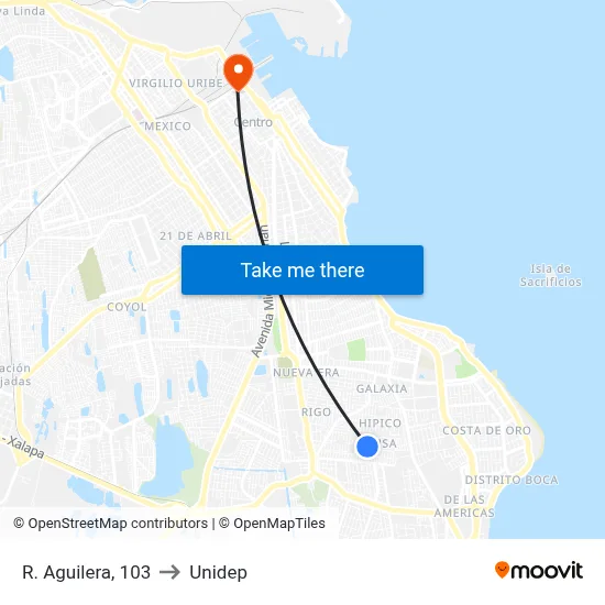 R. Aguilera, 103 to Unidep map