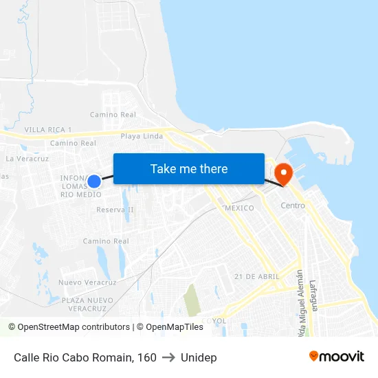 Calle Rio Cabo Romain, 160 to Unidep map