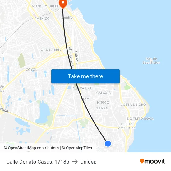 Calle Donato Casas, 1718b to Unidep map