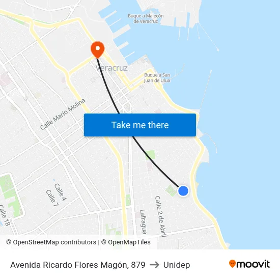 Avenida Ricardo Flores Magón, 879 to Unidep map
