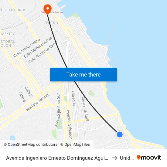 Avenida Ingeniero Ernesto Domínguez Aguirre, 480 to Unidep map