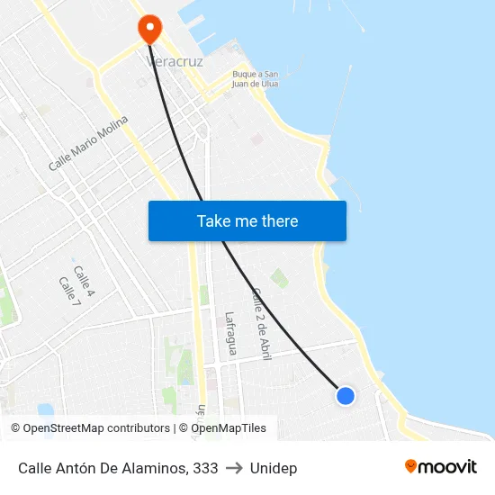 Calle Antón De Alaminos, 333 to Unidep map