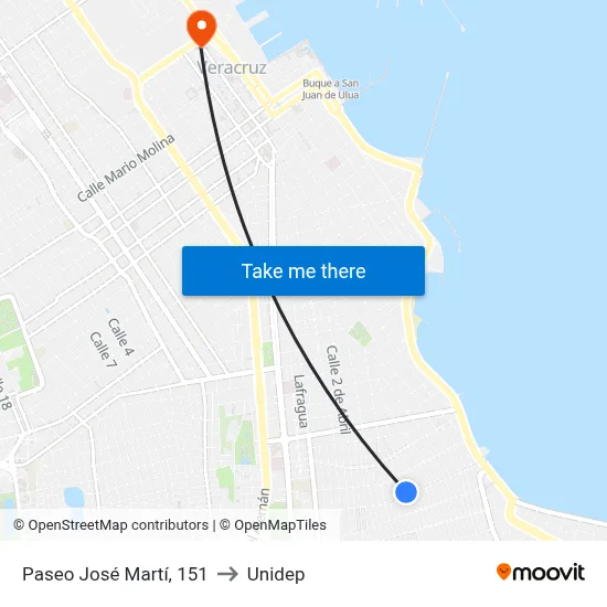 Paseo José Martí, 151 to Unidep map