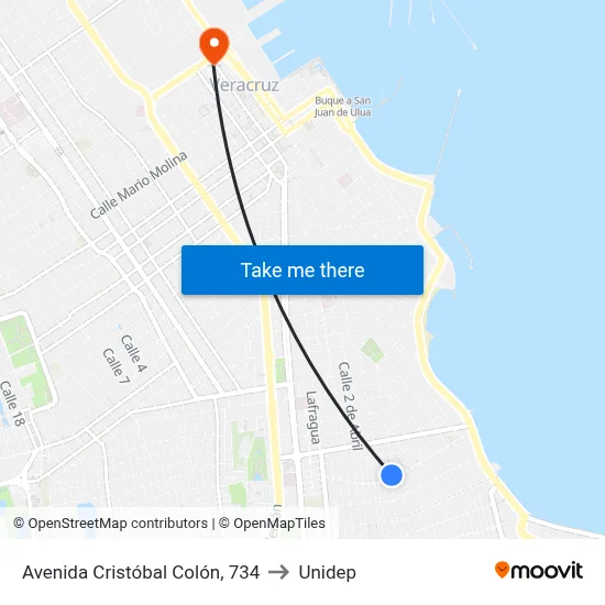 Avenida Cristóbal Colón, 734 to Unidep map