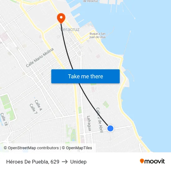 Héroes De Puebla, 629 to Unidep map