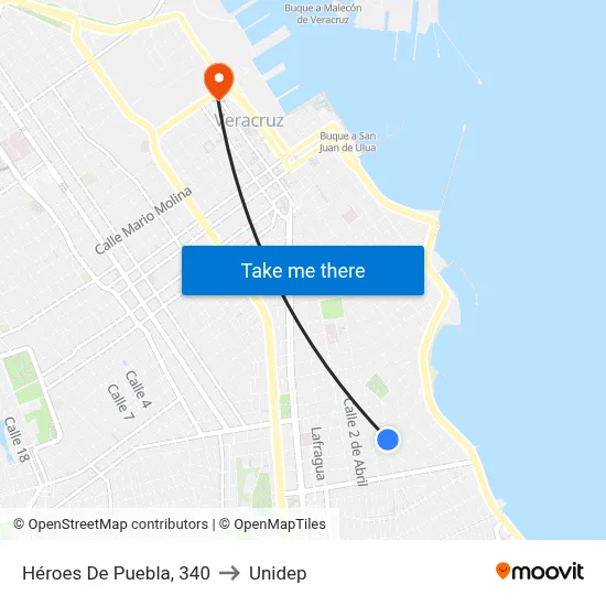 Héroes De Puebla, 340 to Unidep map