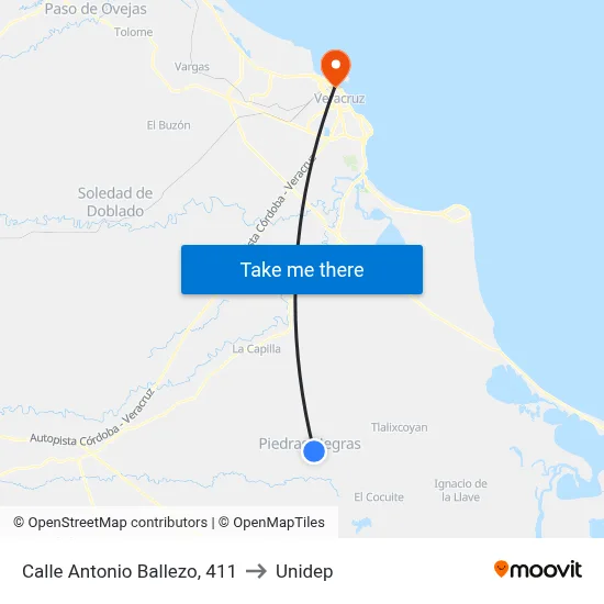 Calle Antonio Ballezo, 411 to Unidep map