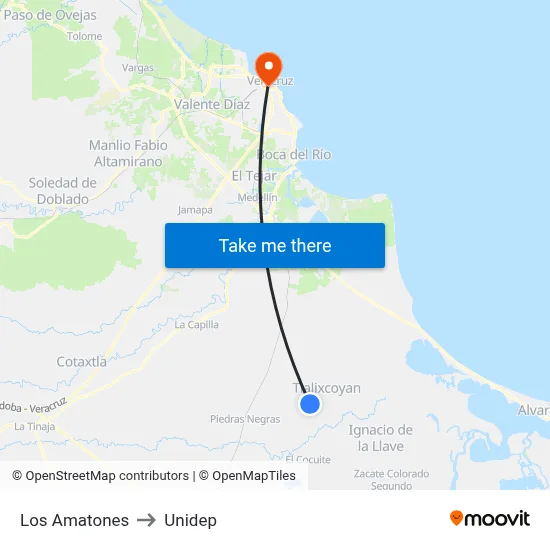 Los Amatones to Unidep map
