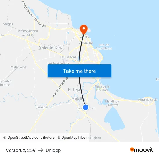 Veracruz, 259 to Unidep map