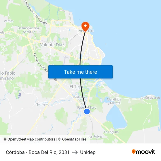 Córdoba - Boca Del Rio, 2031 to Unidep map