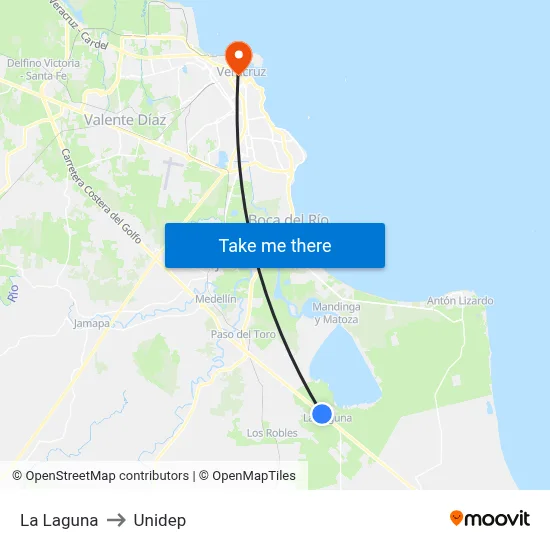 La Laguna to Unidep map