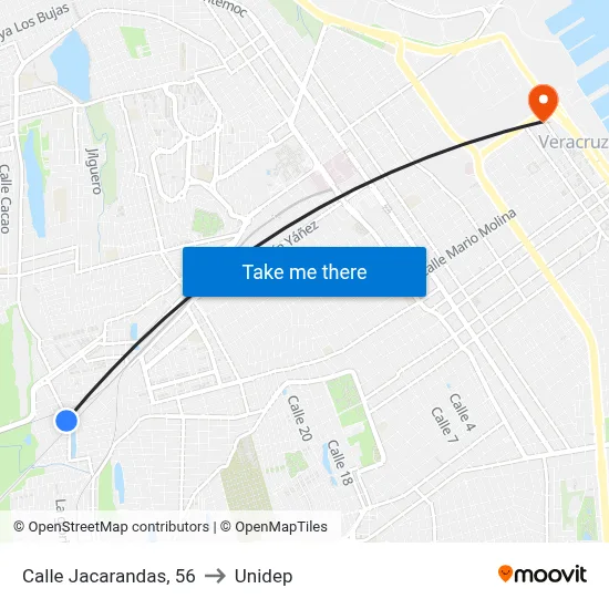 Calle Jacarandas, 56 to Unidep map