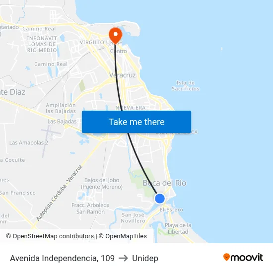 Avenida Independencia, 109 to Unidep map