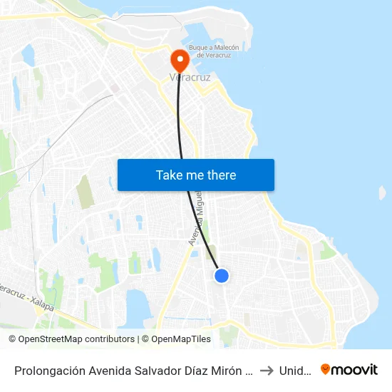 Prolongación Avenida Salvador Díaz Mirón 240 to Unidep map