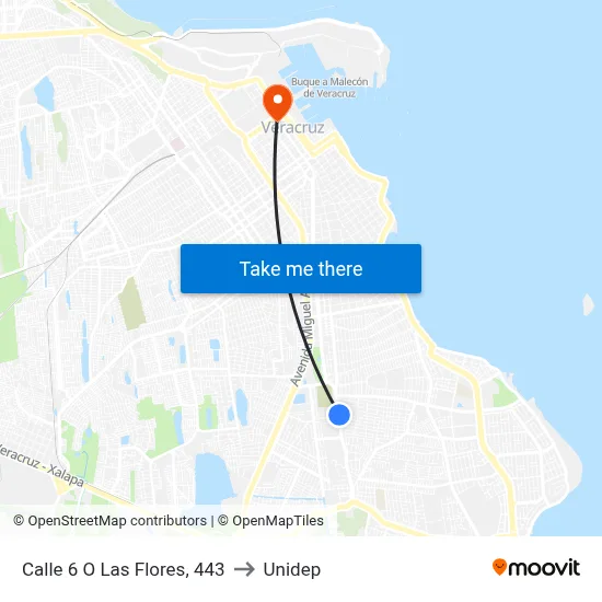 Calle 6 O Las Flores, 443 to Unidep map