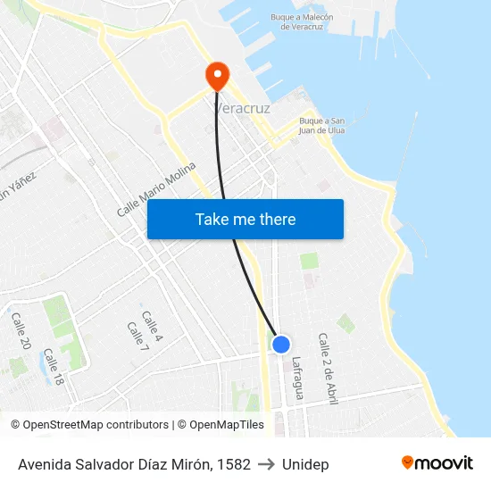 Avenida Salvador Díaz Mirón, 1582 to Unidep map