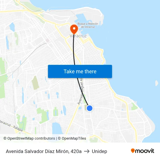 Avenida Salvador Díaz Mirón, 420a to Unidep map