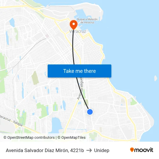Avenida Salvador Díaz Mirón, 4221b to Unidep map