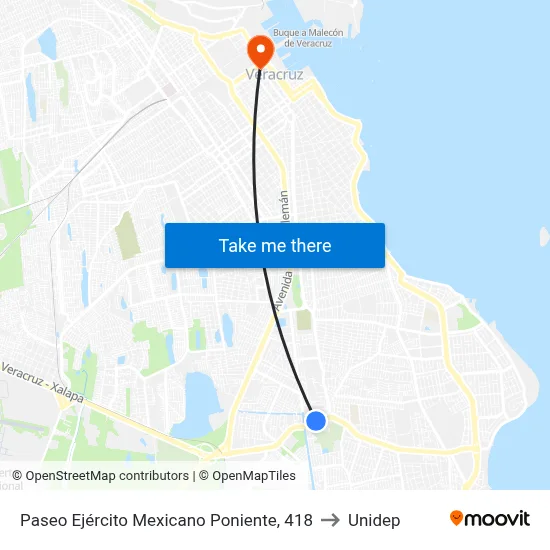 Paseo Ejército Mexicano Poniente, 418 to Unidep map