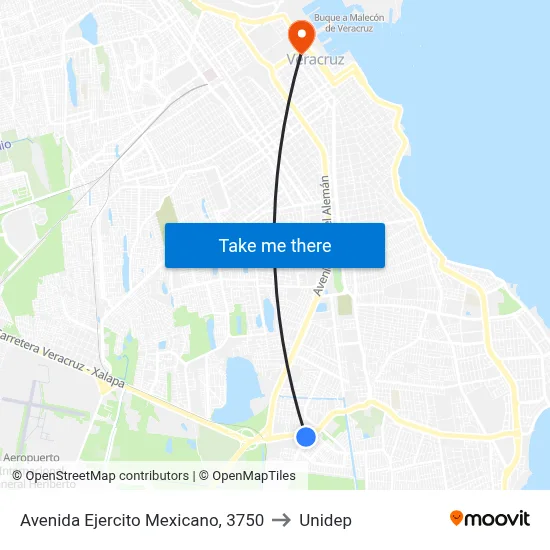 Avenida Ejercito Mexicano, 3750 to Unidep map