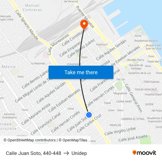 Calle Juan Soto, 440-448 to Unidep map