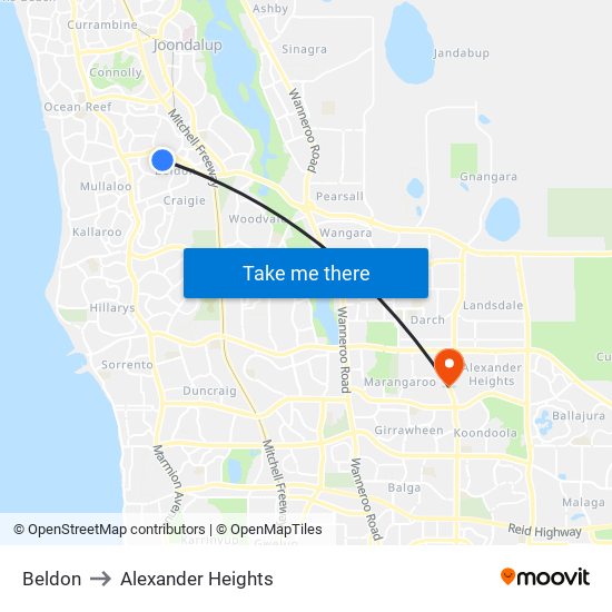 Beldon to Alexander Heights map