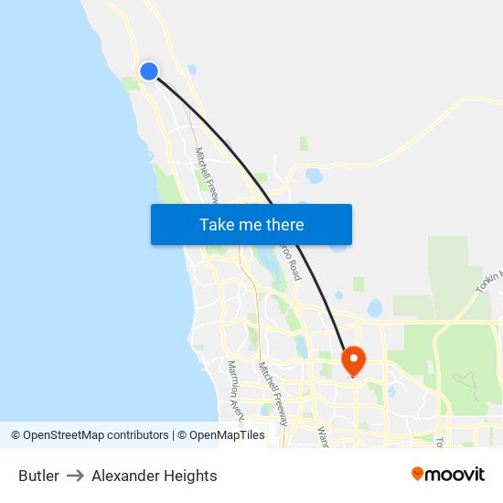 Butler to Alexander Heights map