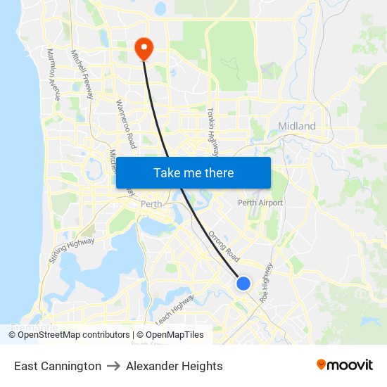 East Cannington to Alexander Heights map