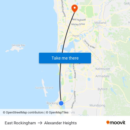 East Rockingham to Alexander Heights map