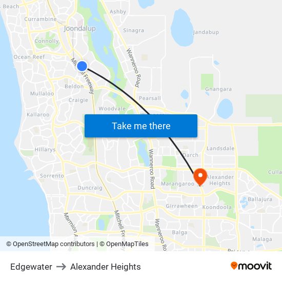 Edgewater to Alexander Heights map