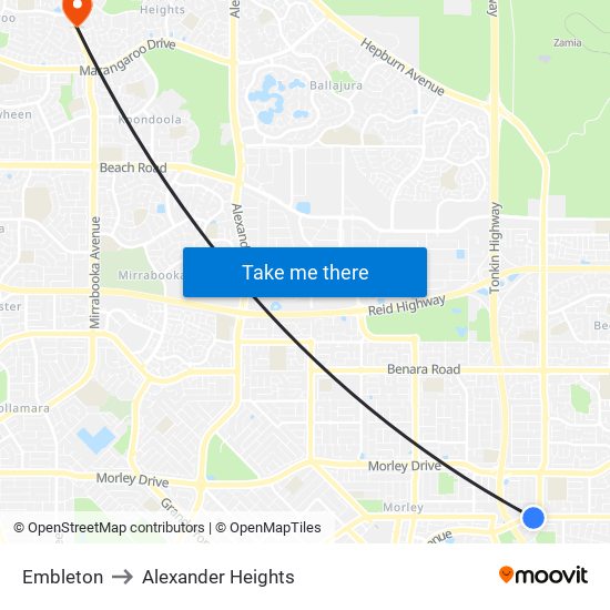 Embleton to Alexander Heights map