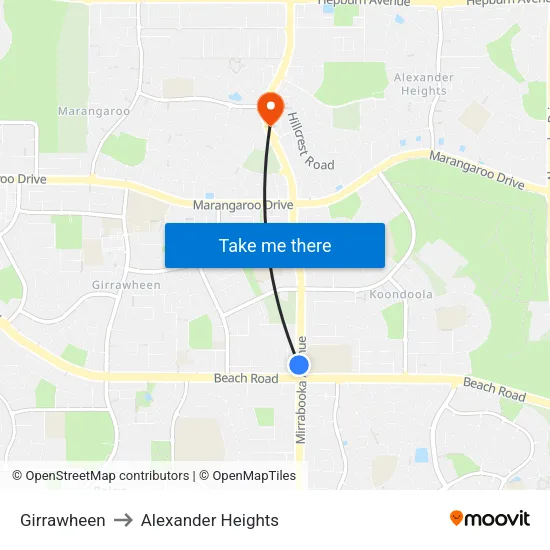 Girrawheen to Alexander Heights map