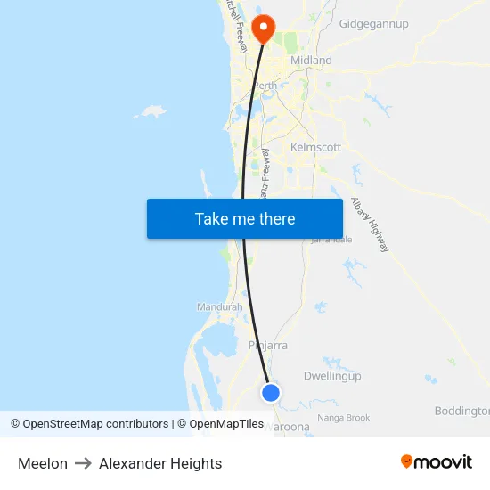 Meelon to Alexander Heights map