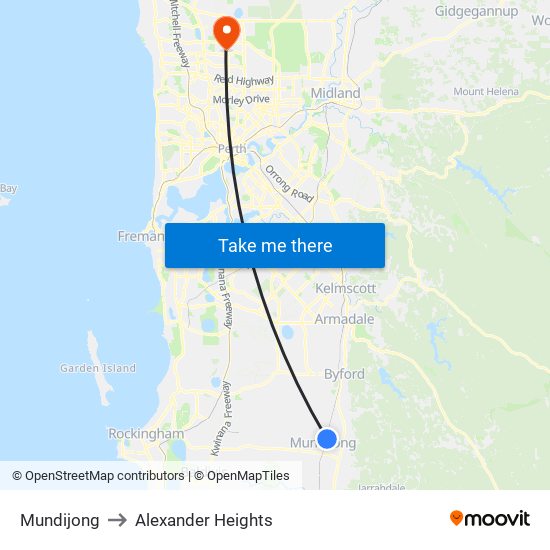 Mundijong to Alexander Heights map