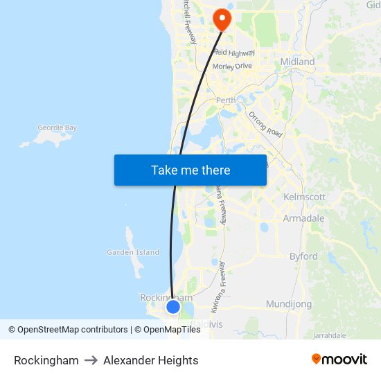 Rockingham to Alexander Heights map