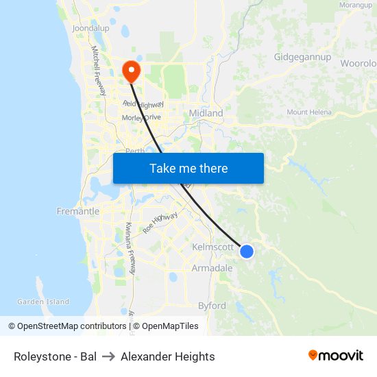 Roleystone - Bal to Alexander Heights map