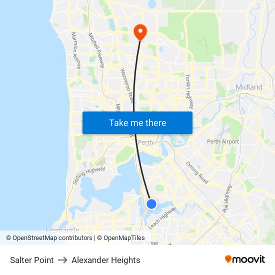 Salter Point to Alexander Heights map