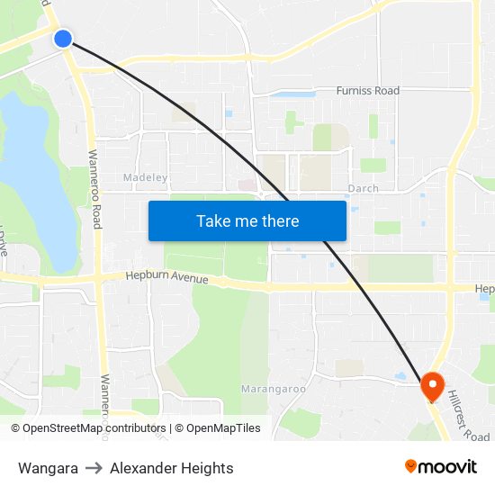 Wangara to Alexander Heights map