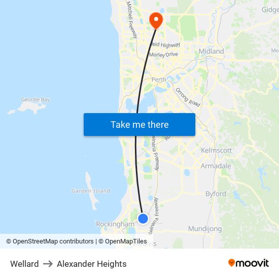 Wellard to Alexander Heights map