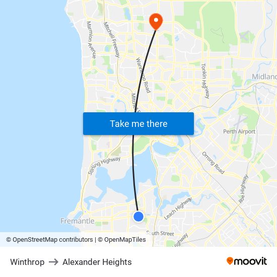 Winthrop to Alexander Heights map