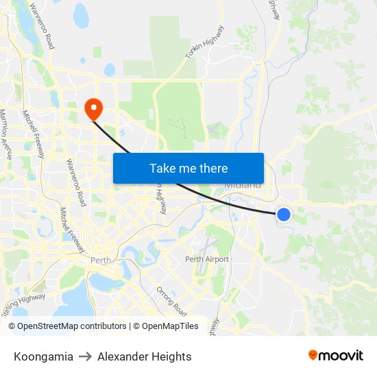 Koongamia to Alexander Heights map