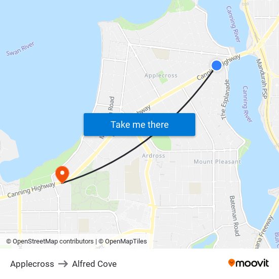 Applecross to Alfred Cove map